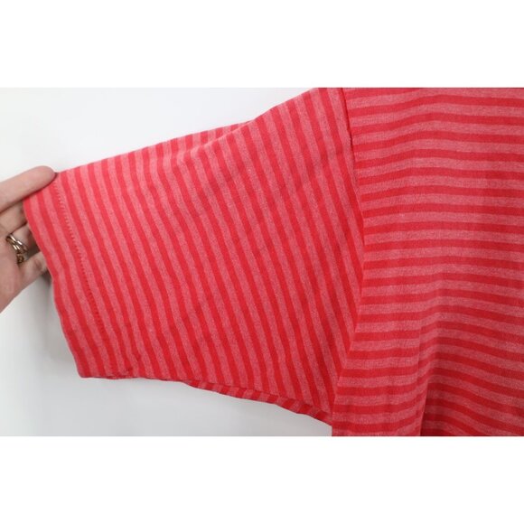 Vintage 90s Streetwear Mens Medium Faded Striped Short Sleeve T-Shirt Red Pink - Picture 8 of 13